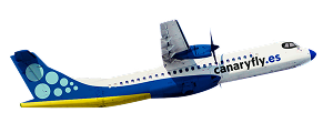 Avión ATR de Canaryfly volando entre nubes
